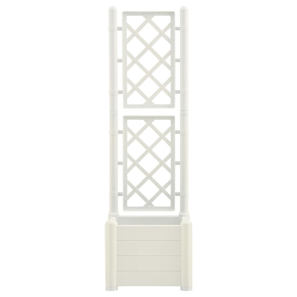vidaXL Jardinieră de grădină cu spalier, alb, 43x43x142 cm, PP