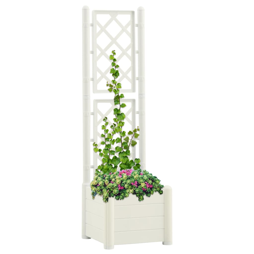 vidaXL Jardinieră de grădină cu spalier, alb, 43x43x142 cm, PP vidaXL