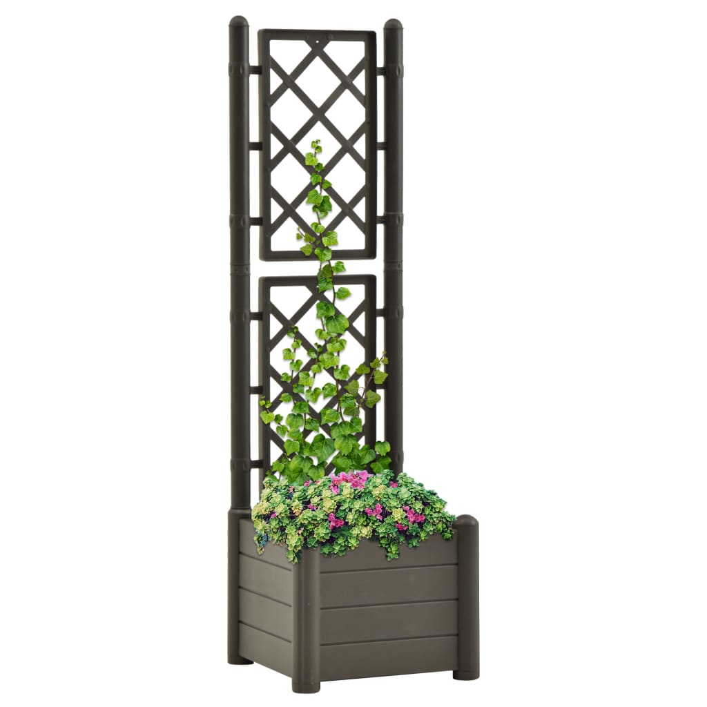 vidaXL Jardinieră de grădină cu spalier, antracit, 43x43x142 cm, PP 