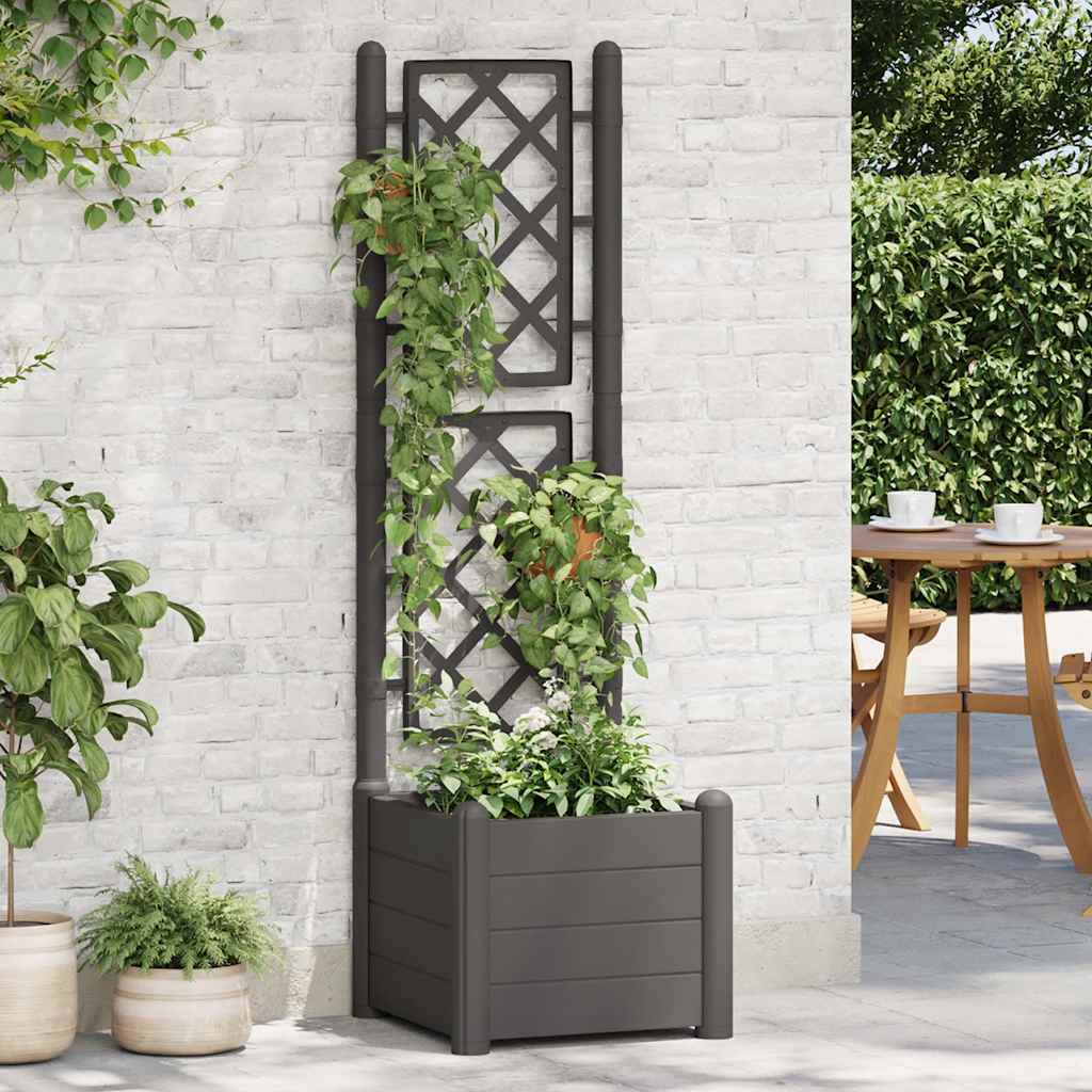 vidaXL Jardiniera de gradina cu spalier, antracit, 43x43x142 cm, PP