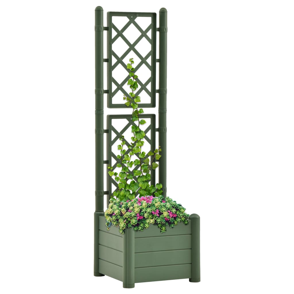 vidaXL Jardinieră de grădină cu spalier, verde, 43x43x142 cm, PP vidaXL