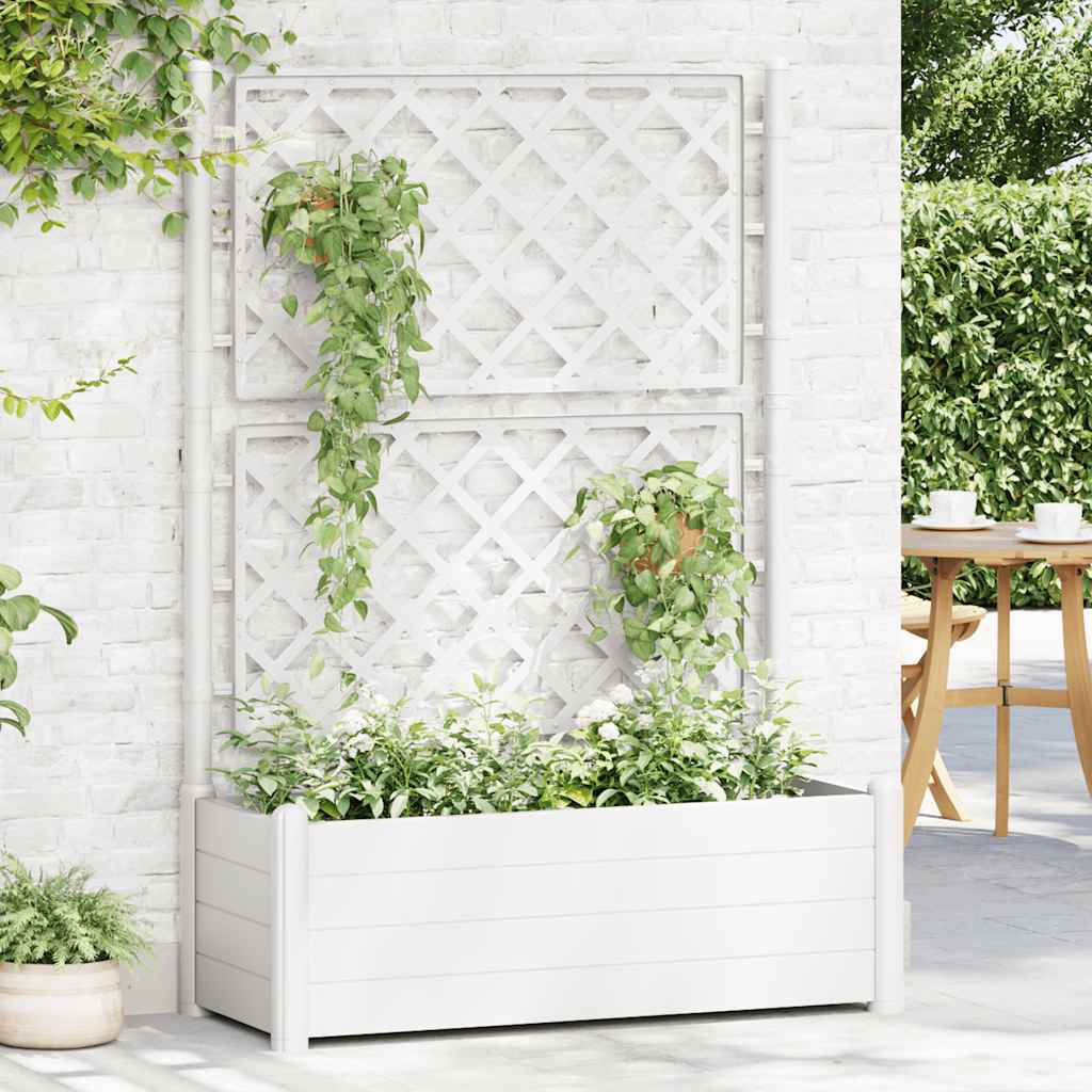 vidaXL Záhradný kvetináč s mriežkou 100x43x142 cm PP biely