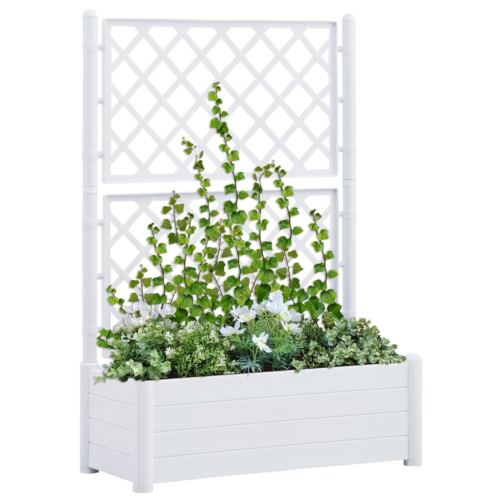 vidaXL plantekasse med espalier 100x43x142 cm PP hvid