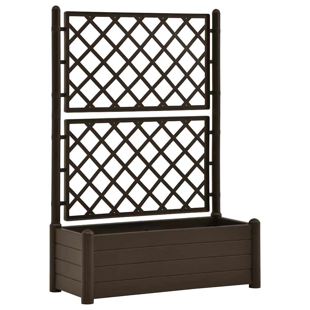 vidaXL Zahradní truhlík s treláží 100 x 43 x 142 cm PP mokka