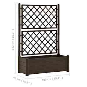 Zahradní truhlík s treláží 100 x 43 x 142 cm PP mokka - obrázek 8