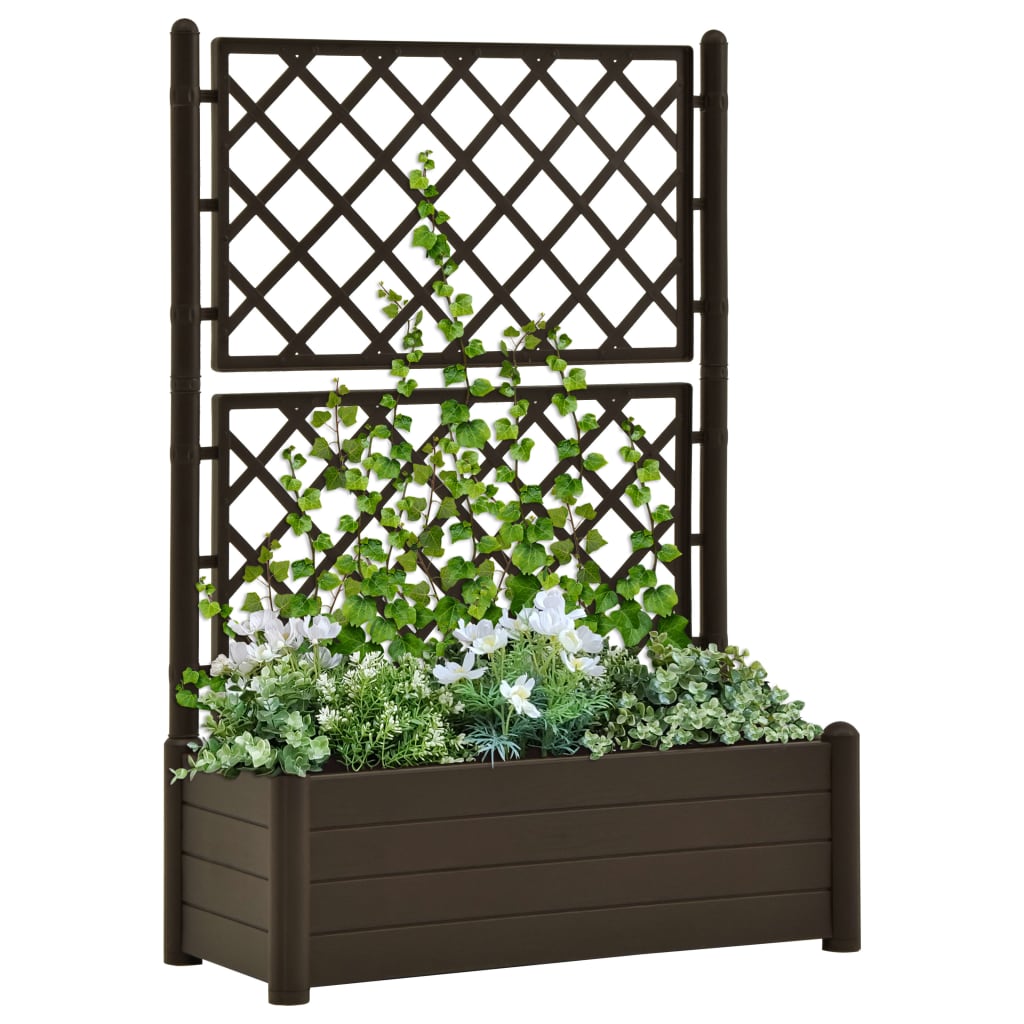 vidaXL plantekasse med espalier 100x43x142 cm PP mokkafarvet