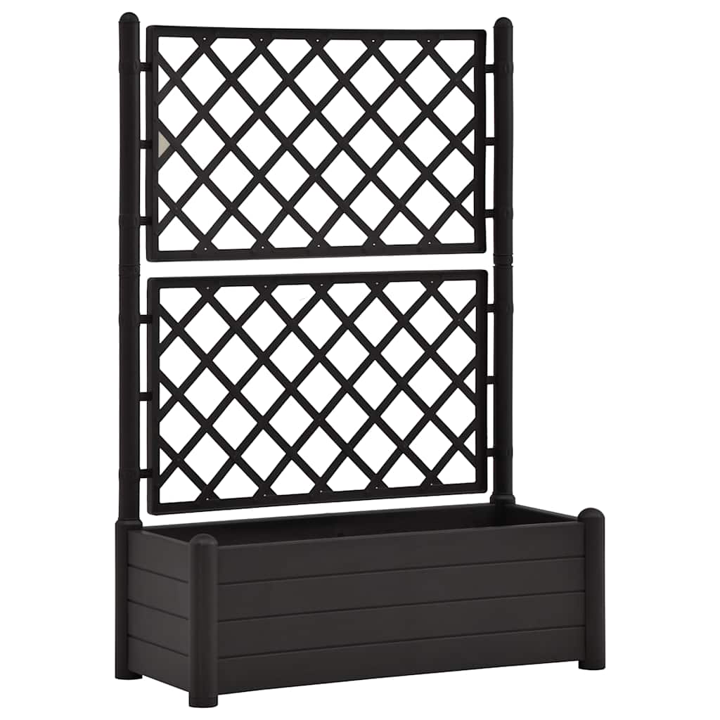 vidaXL Zahradní truhlík s treláží 100 x 43 x 142 cm PP antracitový