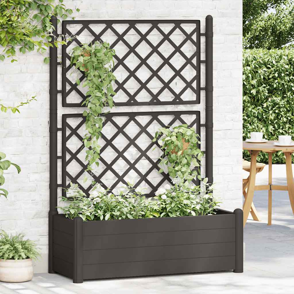 vidaXL Záhradný kvetináč s mriežkou 100x43x142 cm PP antracitový