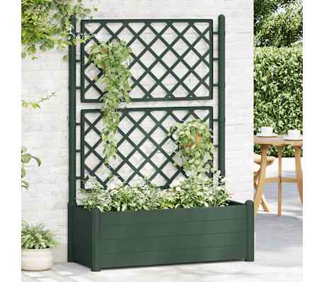 vidaXL Sodo lovelis su treliažu, žalios spalvos, 100x43x142cm, PP