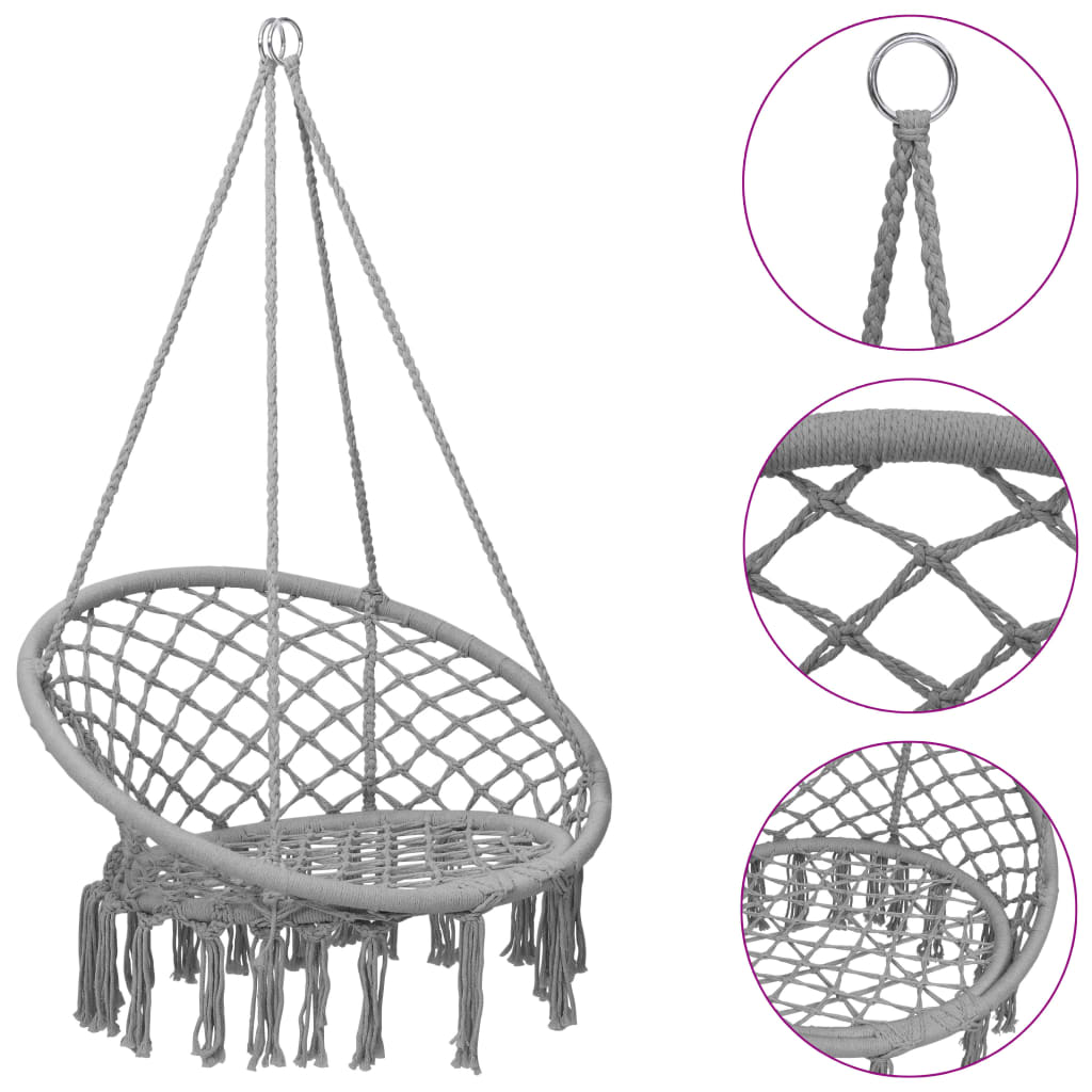 vidaXL Scaun balansoar hamac, gri, 80 cm vidaxl.ro