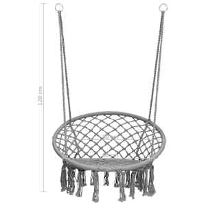 Závěsné houpací křeslo 80 cm šedé - obrázek 8