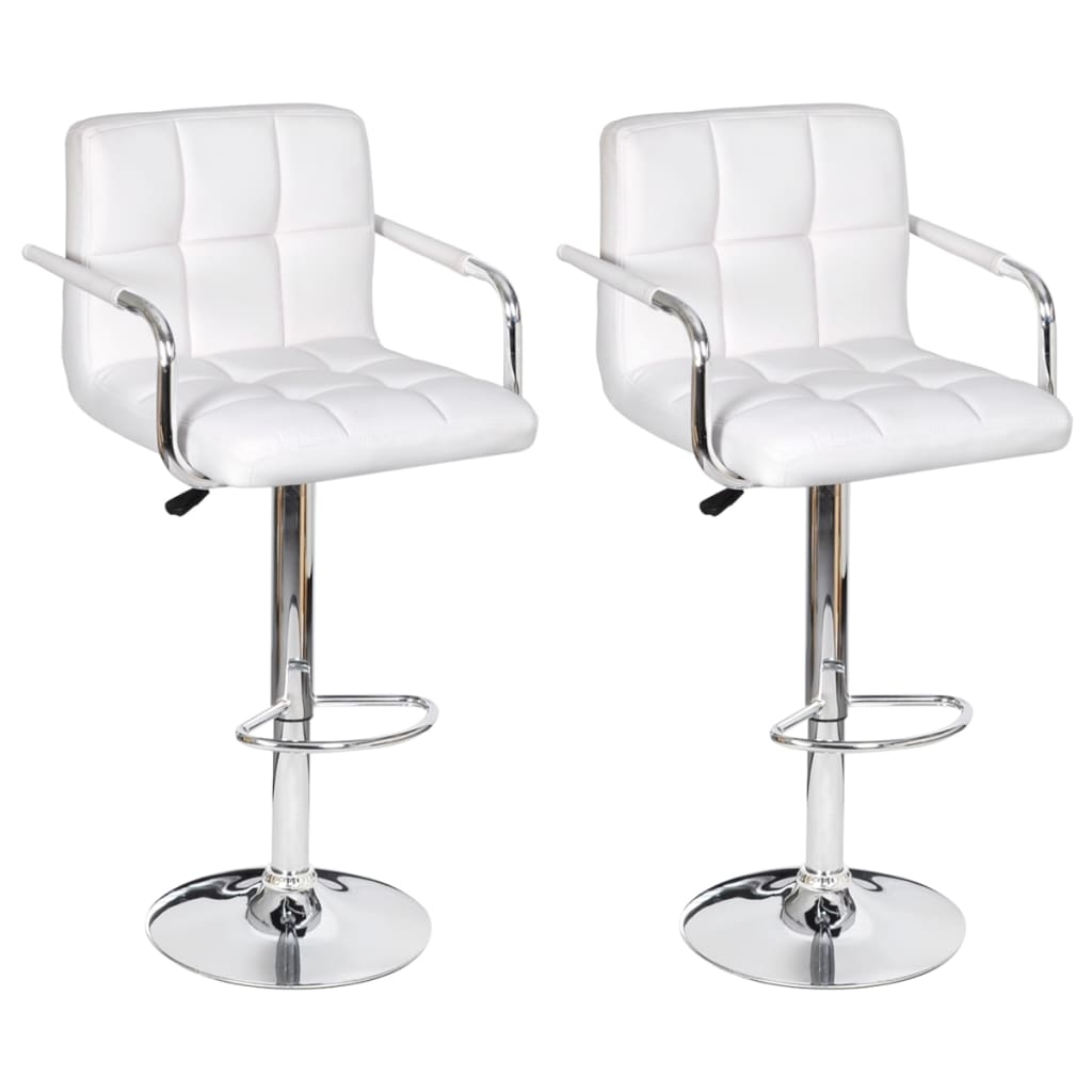 

vidaXL Bar Stools 2 pcs White Faux Leather