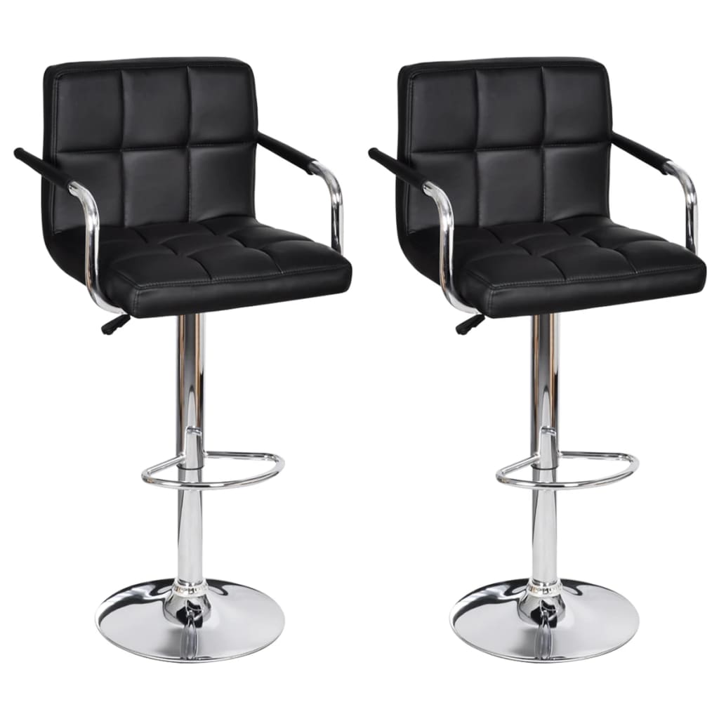 

vidaXL Bar Stools 2 pcs Black Faux Leather