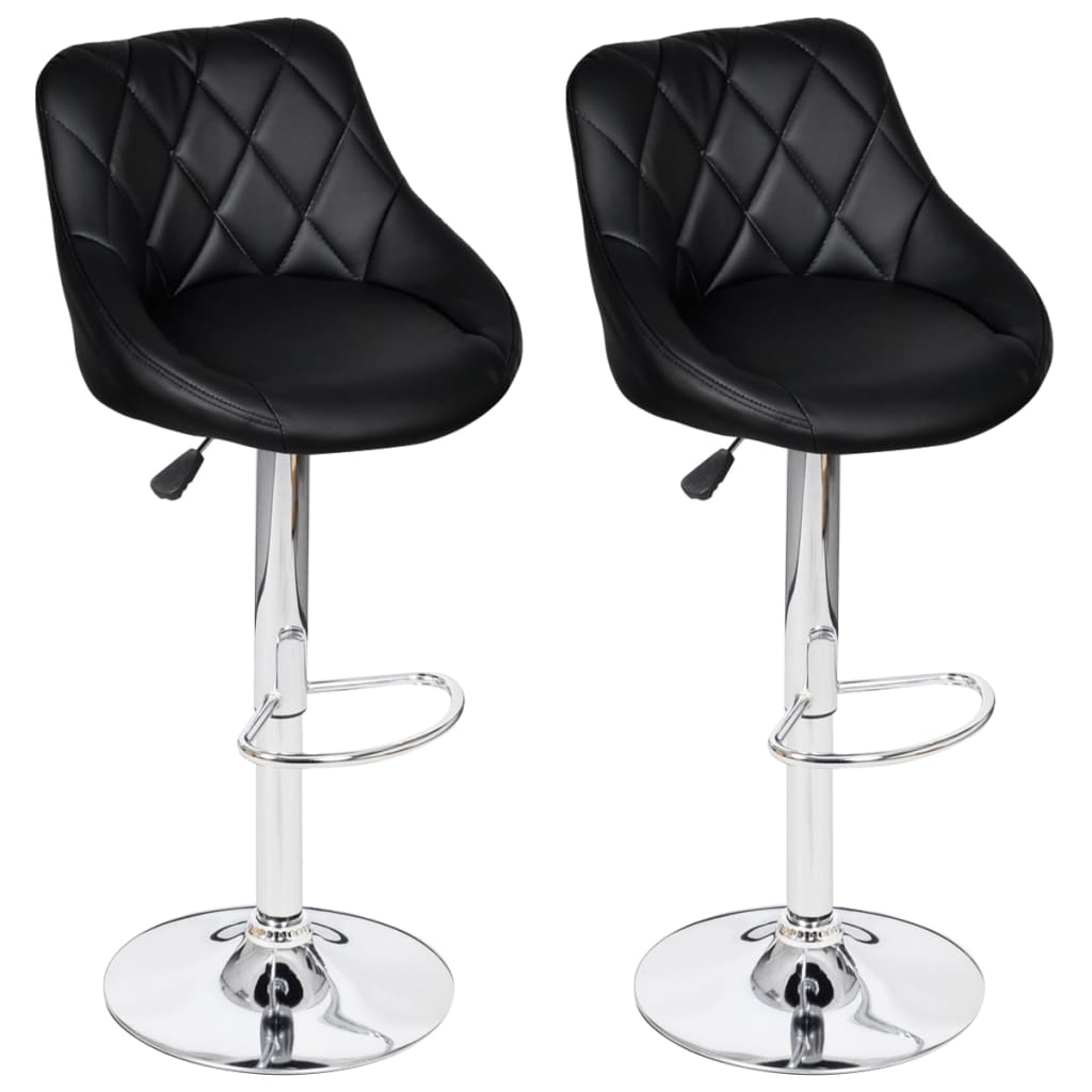 

vidaXL Bar Stools 2 pcs Black Faux Leather