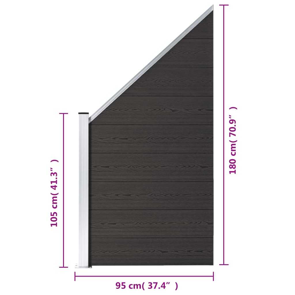  Plotový panel WPC 95x(105-180) cm čierny