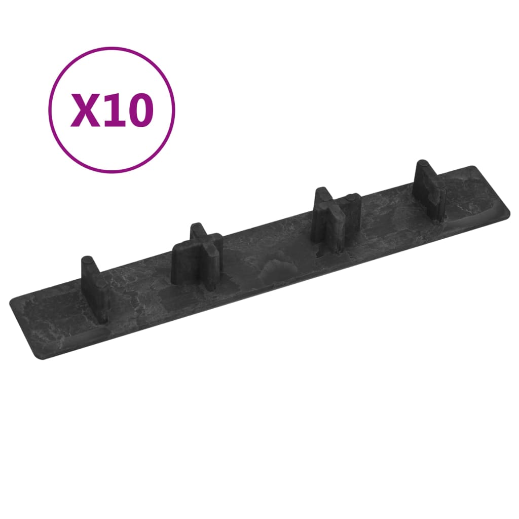 vidaXL Capace de capăt pardoseală terasă, 10 buc., negru, plastic