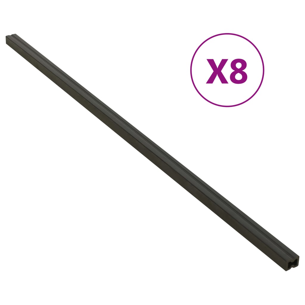 vidaXL Grindă de terasă, 8 buc., negru, 170x3x4 cm, WPC