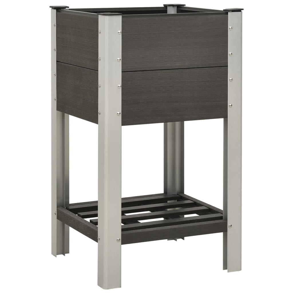 Garden Raised Bed with Shelf WPC Grey Plant Flower Box Multi Sizes vidaXL