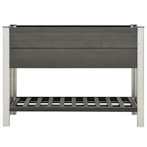 vidaXL Auk&scaron;tas sodo lovelis su lentyna, pilkas, 125x50x90cm, WPC