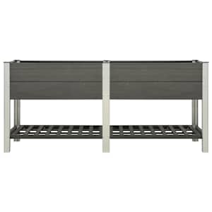 vidaXL Aukštas sodo lovelis su lentyna, pilkas, 200x50x90cm, WPC