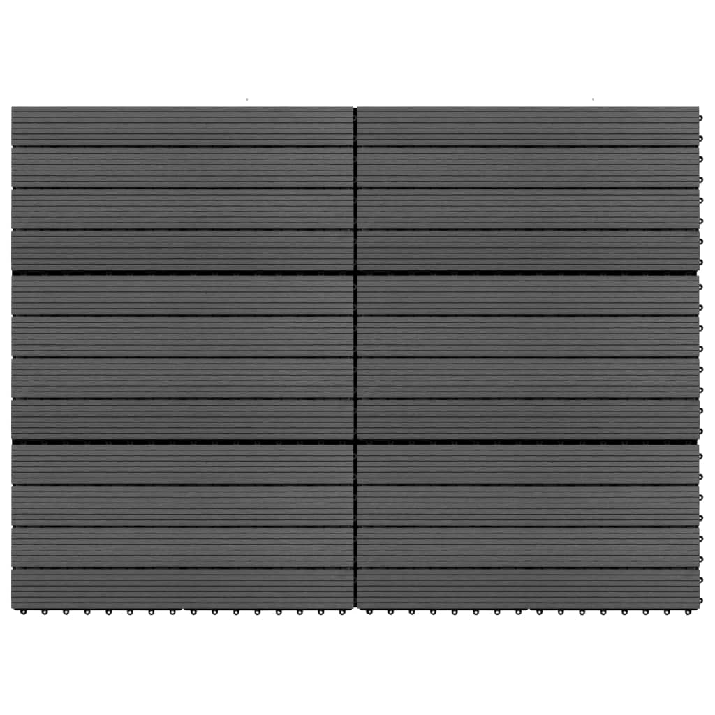 vidaXL PlÄƒci de pardosealÄƒ, 6 buc., negru, 60×30 cm, WPC, 1,08 mÂ²
