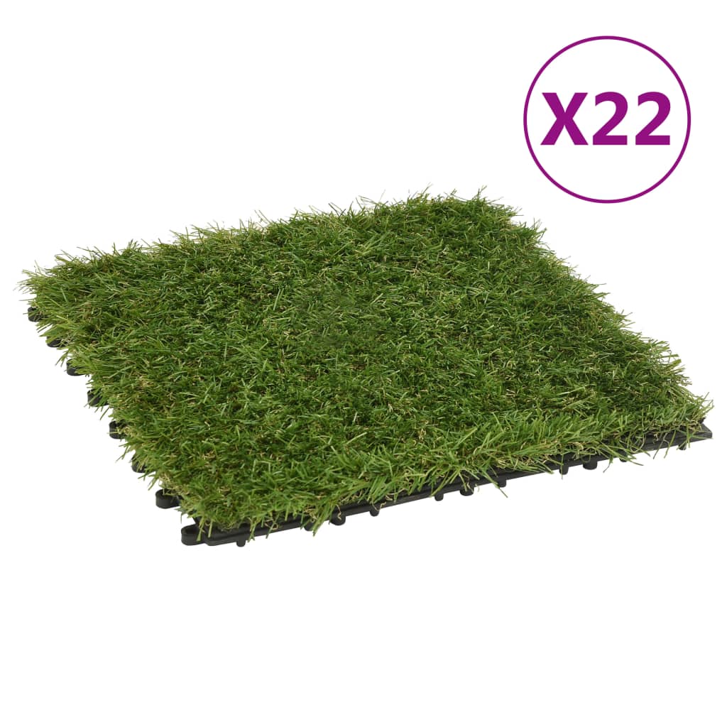 vidaXL PlÄƒci de iarbÄƒ artificialÄƒ, 22 buc, verde, 30×30 cm