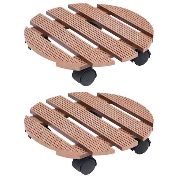 vidaXL ratastel taimealus 2 tk, pruun, &Oslash;30x7,5 cm WPC