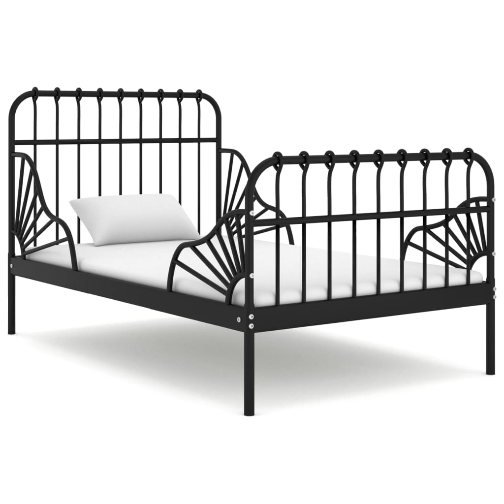 vidaXL Cadru de pat extensibil, negru, 80x130/200 cm, metal