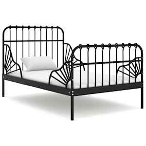 vidaXL pikendatav voodiraam, must, metall, 80 x 130/200 cm