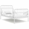 vidaXL pikendatav voodiraam, valge, metall, 80 x 130/200 cm