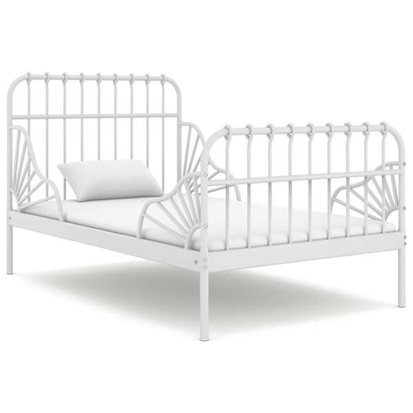 vidaXL pikendatav voodiraam, valge, metall, 80 x 130/200 cm