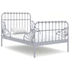 vidaXL pikendatav voodiraam, hall, metall, 80 x 130/200 cm
