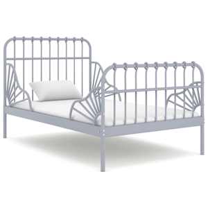 vidaXL pikendatav voodiraam, hall, metall, 80 x 130/200 cm