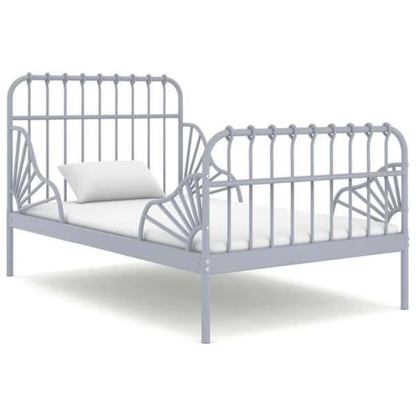 vidaXL pikendatav voodiraam, hall, metall, 80 x 130/200 cm
