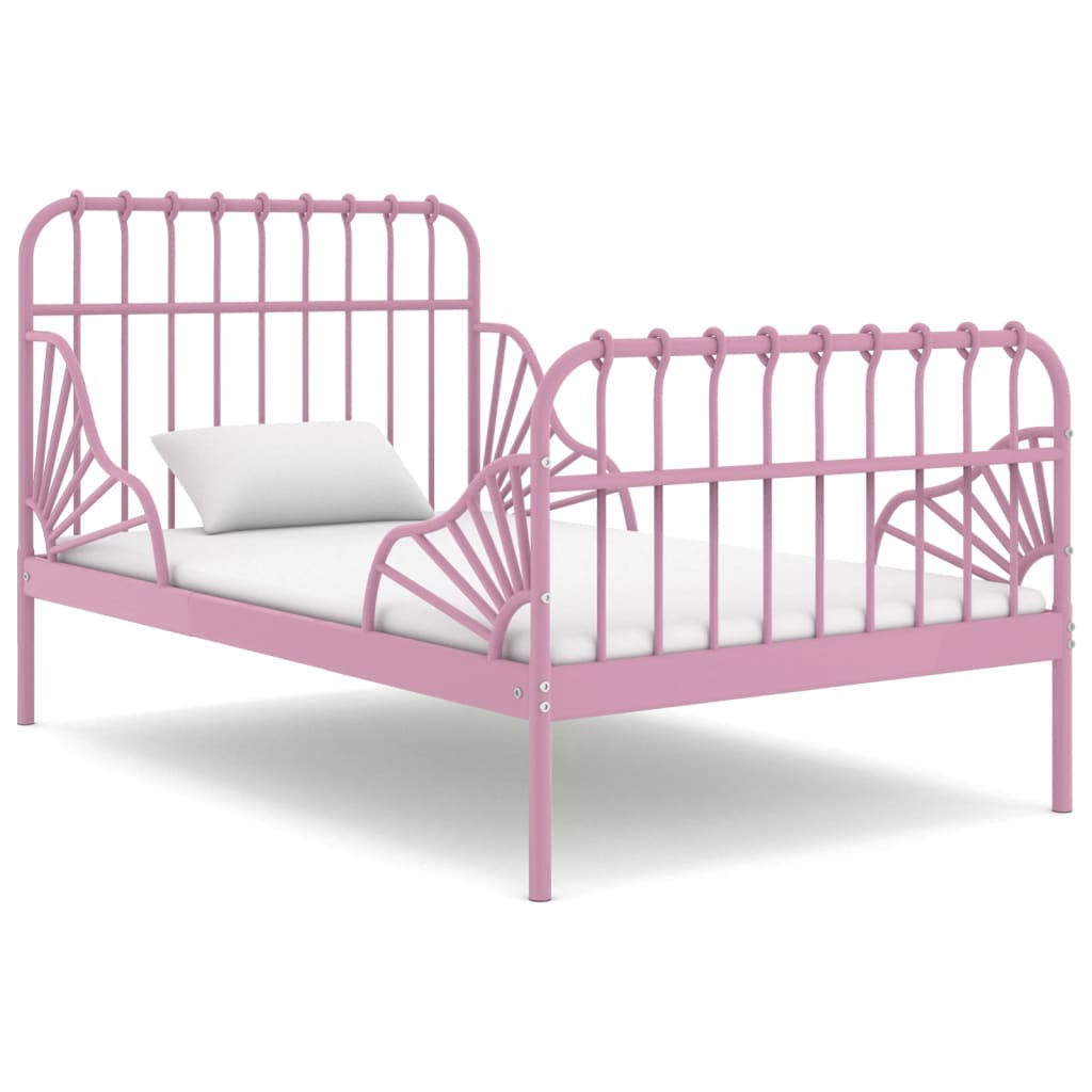 vidaXL Ausziehbett Rosa Metall 80x130/200 cm