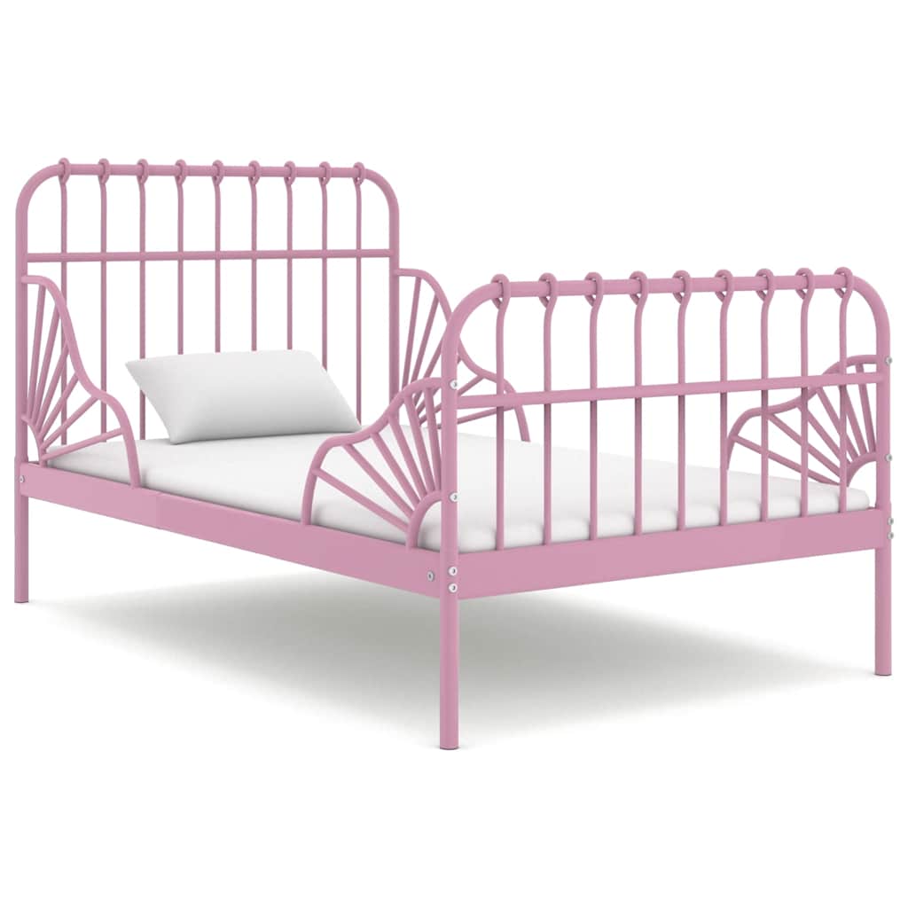 vidaXL Jatkettava sängynrunko pinkki metalli 80x130/200 cm