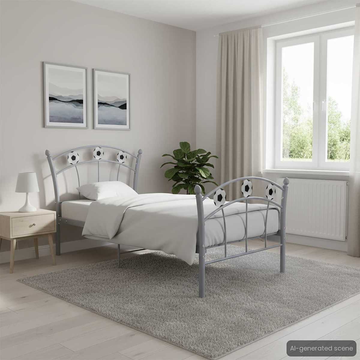Sengestel 90x200 fodbolddesign metal