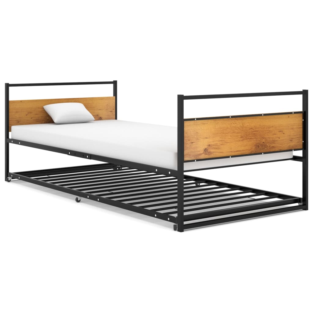 vidaXL Ausziehbett Schwarz Metall 90x200 cm