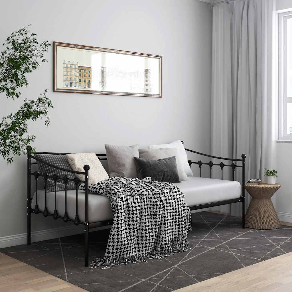 vidaXL Sohvasängyn runko musta metalli 90x200 cm