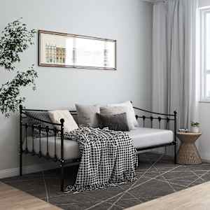 Posteljni okvir črn kovinski 90x200 cm