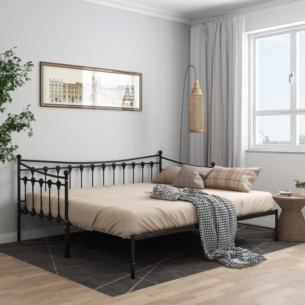 vidaXL Vuodesohvan runko musta metalli 90x200 cm