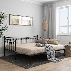 Izvlečni posteljni okvir črn iz kovine 90x200 cm