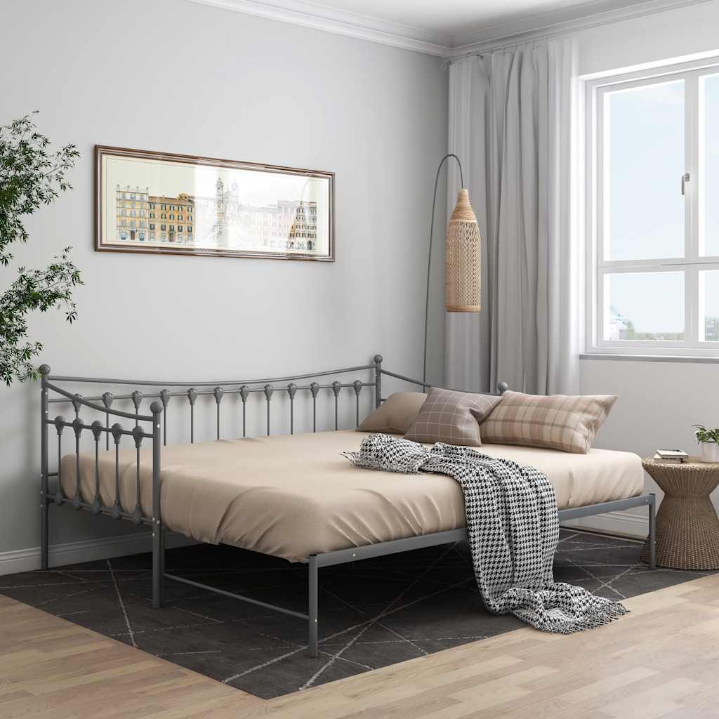 vidaXL Vuodesohvan runko harmaa metalli 90x200 cm