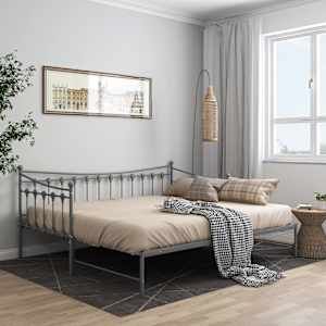 Izvlečni posteljni okvir siv iz kovine 90x200 cm