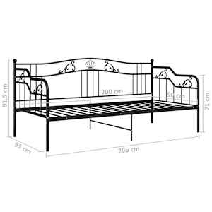 Rám rozkládací postele černý kovový 90 x 200 cm - obrázek 10