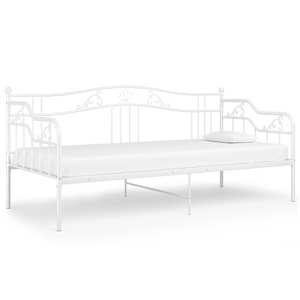 vidaXL diivanvoodiraam, valge, metall, 90 x 200 cm