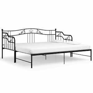 vidaXL lahtik&auml;iv diivanvoodiraam must metall 90 x 200 cm