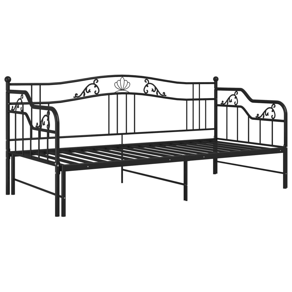 vidaXL Slaapbank uittrekbaar metaal zwart 90x200 cm afbeelding