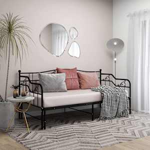 Izvlečni posteljni okvir črn iz kovine 90x200 cm