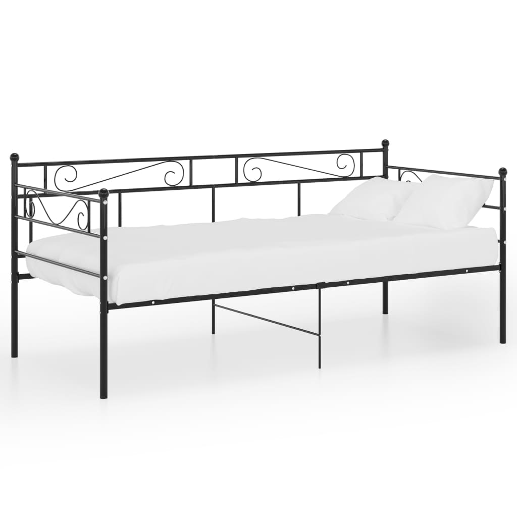 Poza vidaXL Cadru de pat canapea, negru, 90x200 cm, metal